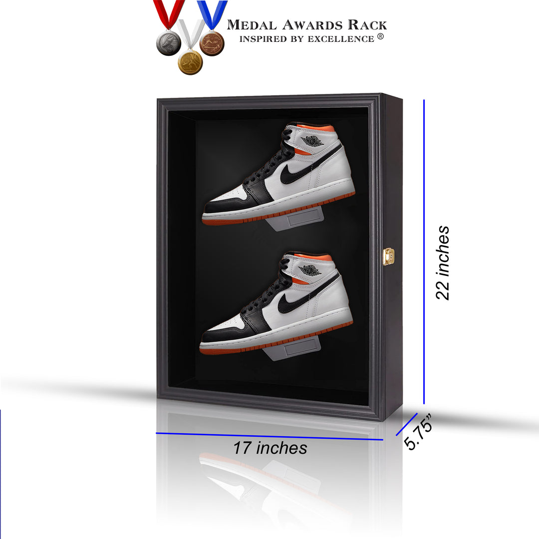 Sports Shoe Display Case- UV Protected Acrylic and Solid Frame Freestanding or Wall-Mounted Shoe Display for Sneakers, Cleats, and More for the Sneakerhead or Sports Enthusiast