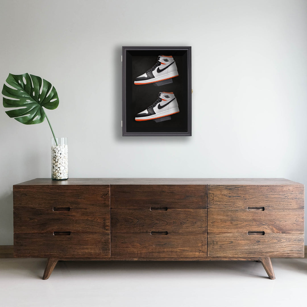 Sports Shoe Display Case- UV Protected Acrylic and Solid Frame Freestanding or Wall-Mounted Shoe Display for Sneakers, Cleats, and More for the Sneakerhead or Sports Enthusiast