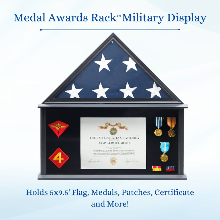 military flag coin and certificate display case 