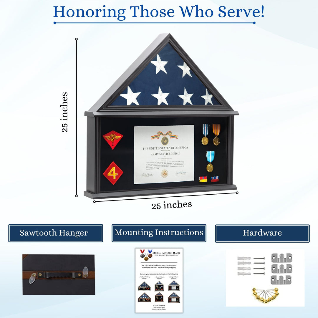 military flag coin and certificate display case 