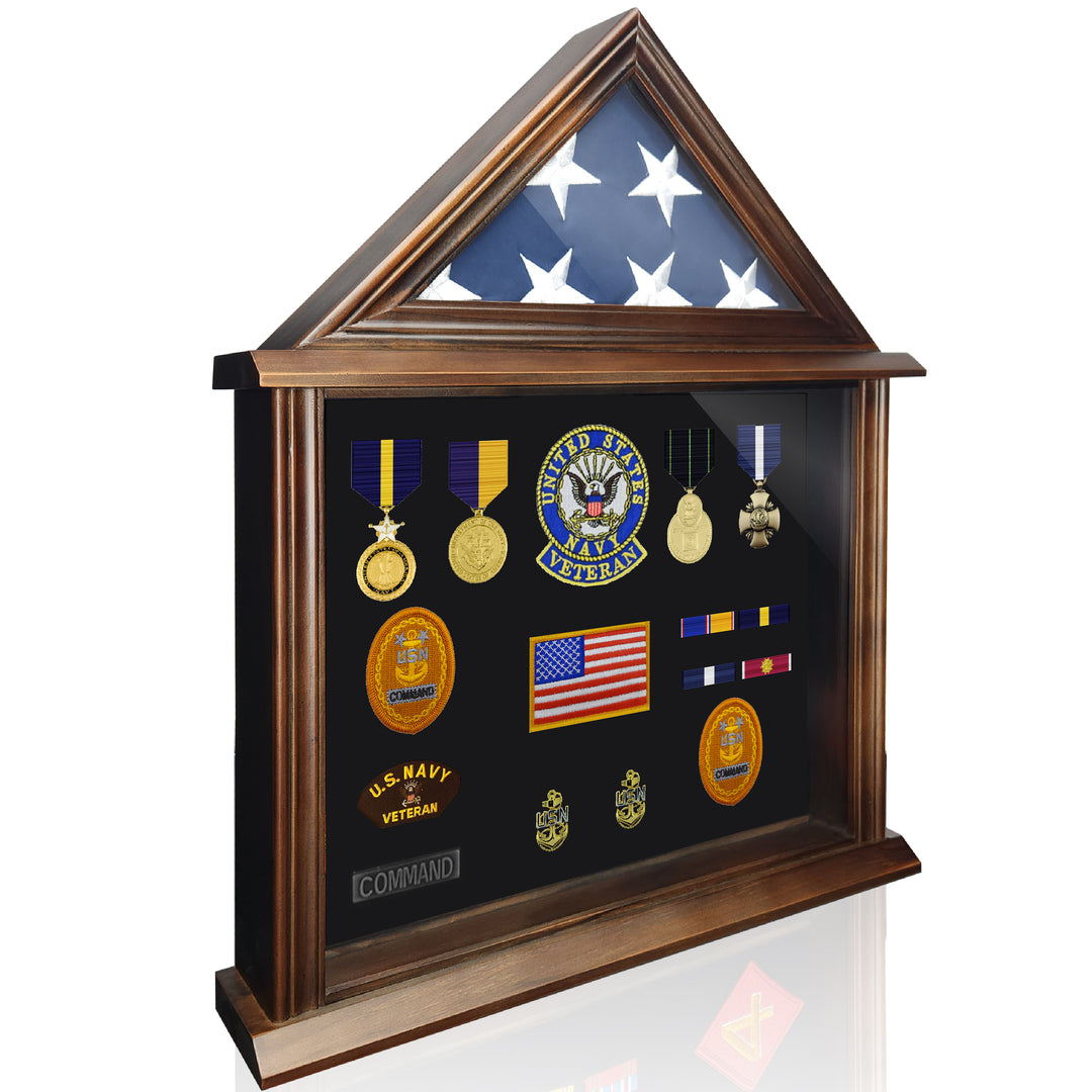 Empty Awards Rack Medal Awards Rack- Military Display Cases- Solid Wood & Real Glass ...
