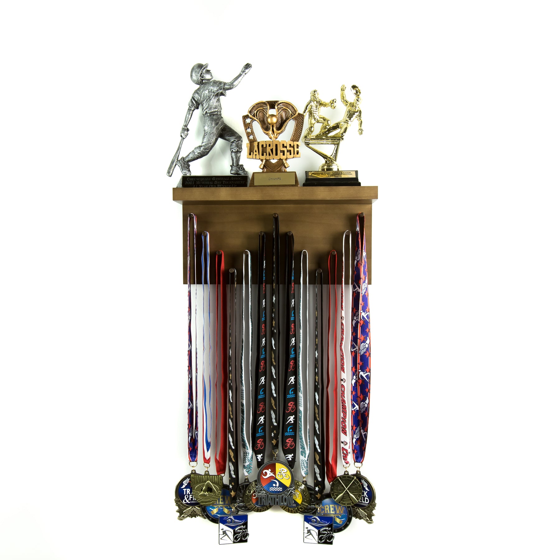 1ft-Trophy Shelf and Medal Display, Solid Wood Hanger – Medalawardsrack