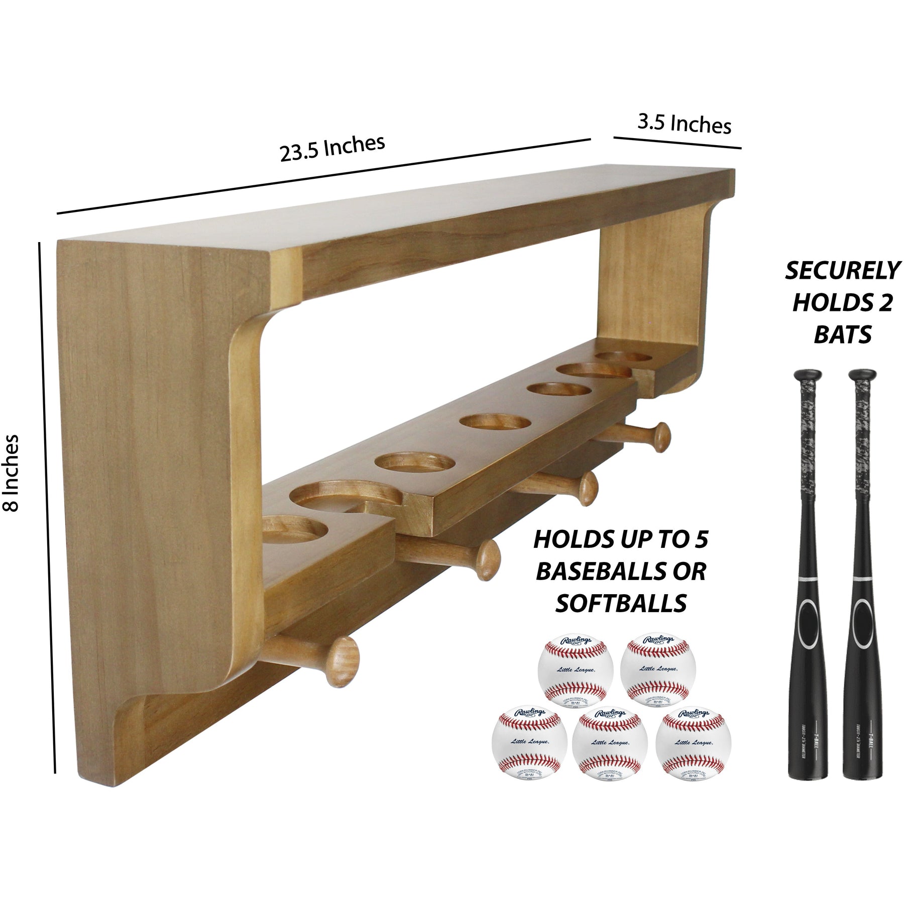 Baseball Rack Premier Baseball and Softball Display Shelf-Balls, Bats, Gloves, Awards ...