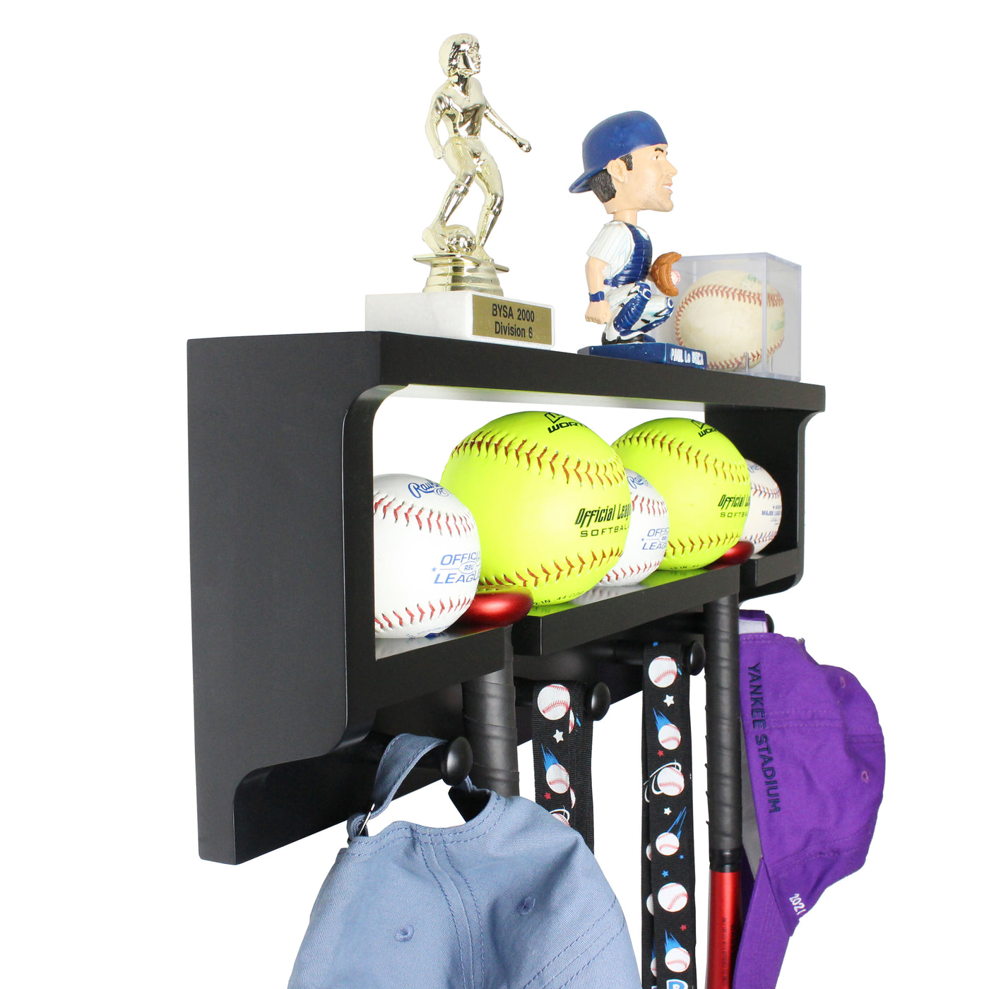 Baseball Display Racks Premier Baseball and Softball Display Shelf-Balls, Bats, Gloves, Awards ...